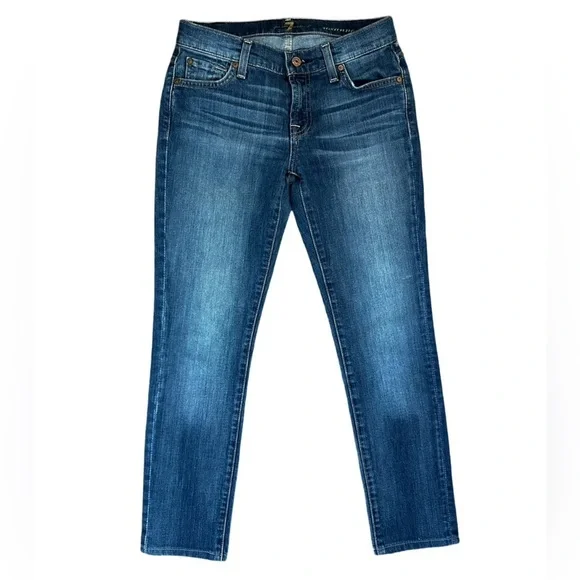 NWOT 7 For All Mankind ROXANNE MID-WAIST SLIM Denim Jeans BLUE Women’s Size 25.